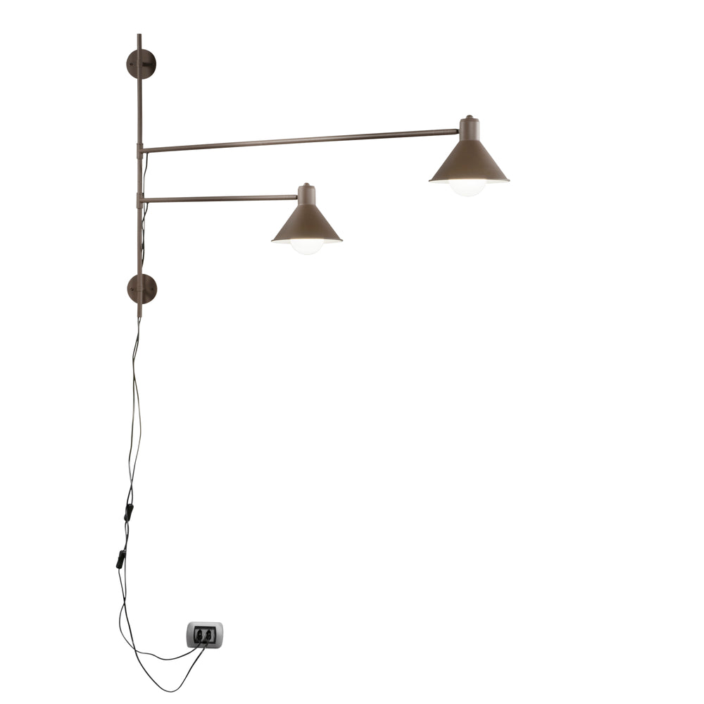 APPLIQUE DUETTO REGOLABILE CORTEN 2XE27 154X20,5X90CM