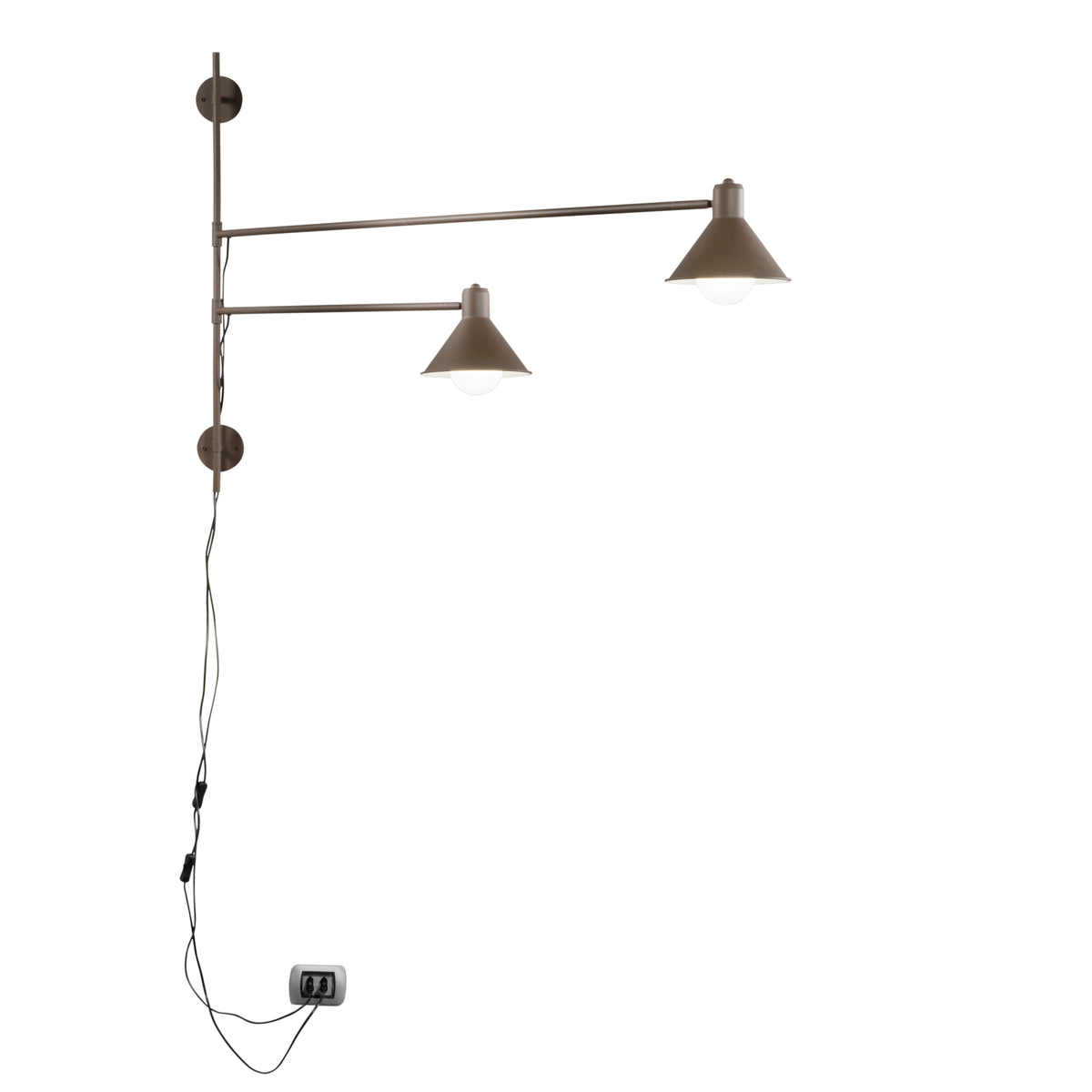 APPLIQUE DUETTO REGOLABILE CORTEN 2XE27 154X20,5X90CM