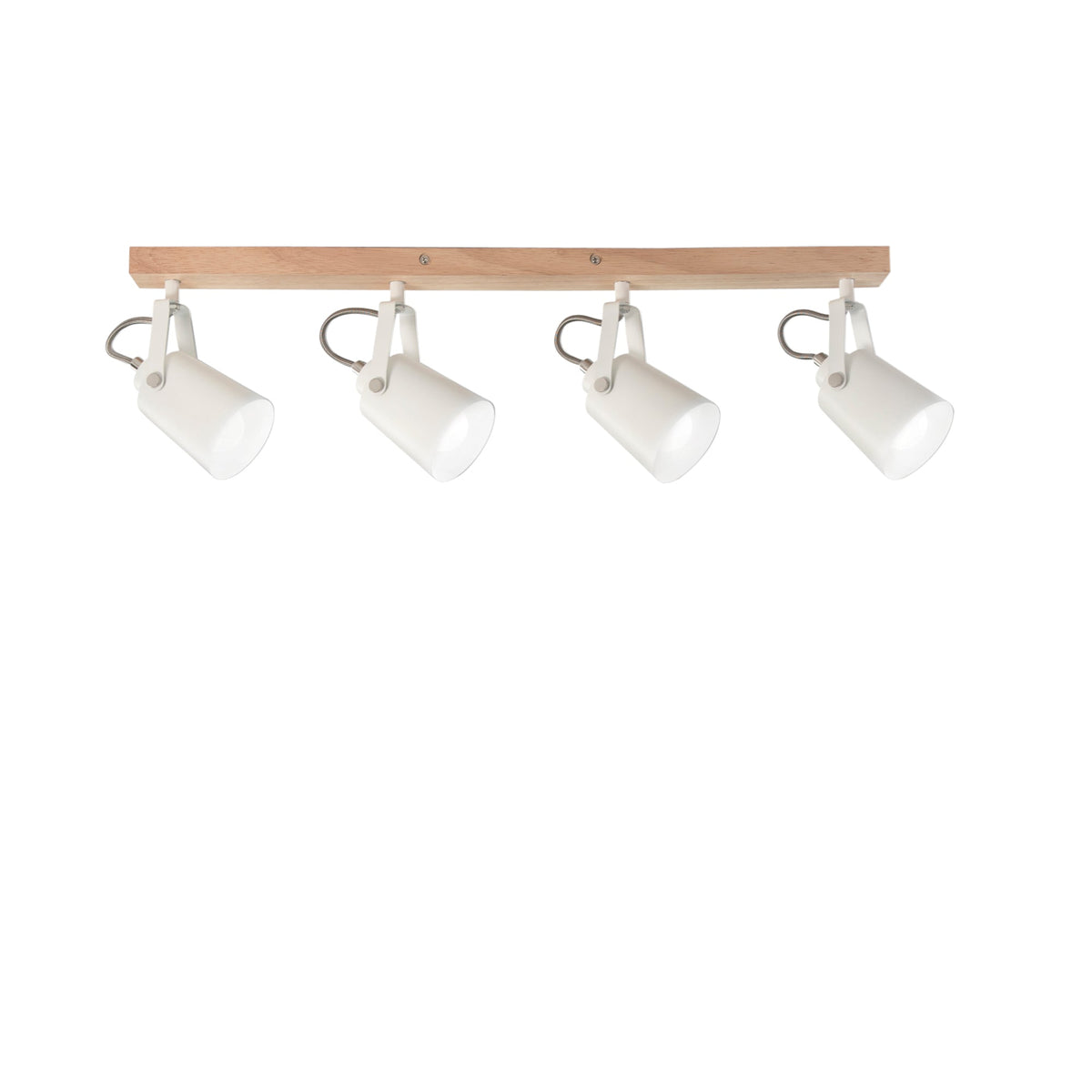 "Applique EDA in metallo bianco e legno con 4 punti luce orientabili"