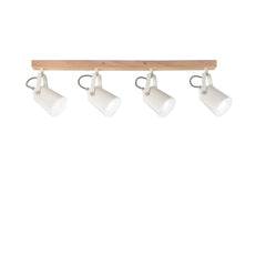 "Applique EDA in metallo bianco e legno con 4 punti luce orientabili"