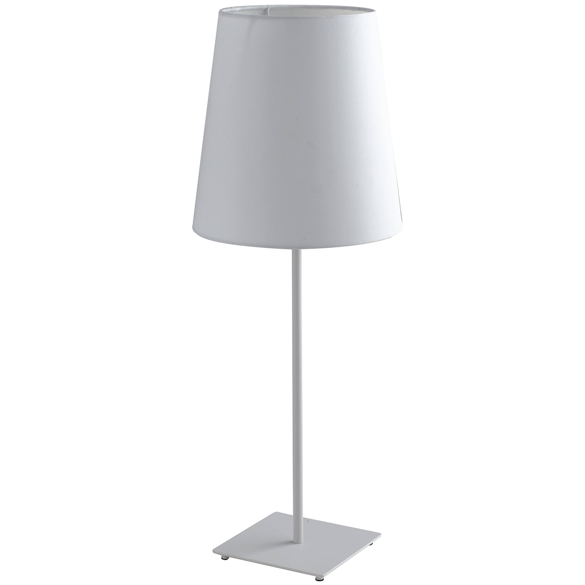 "Lampada da tavolo ELVIS in metallo bianco con paralume in tessuto"