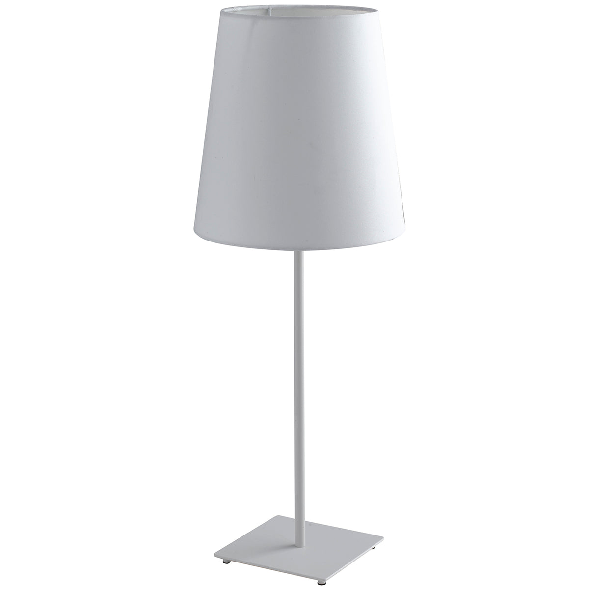 "Lampada da tavolo ELVIS in metallo bianco con paralume in tessuto"