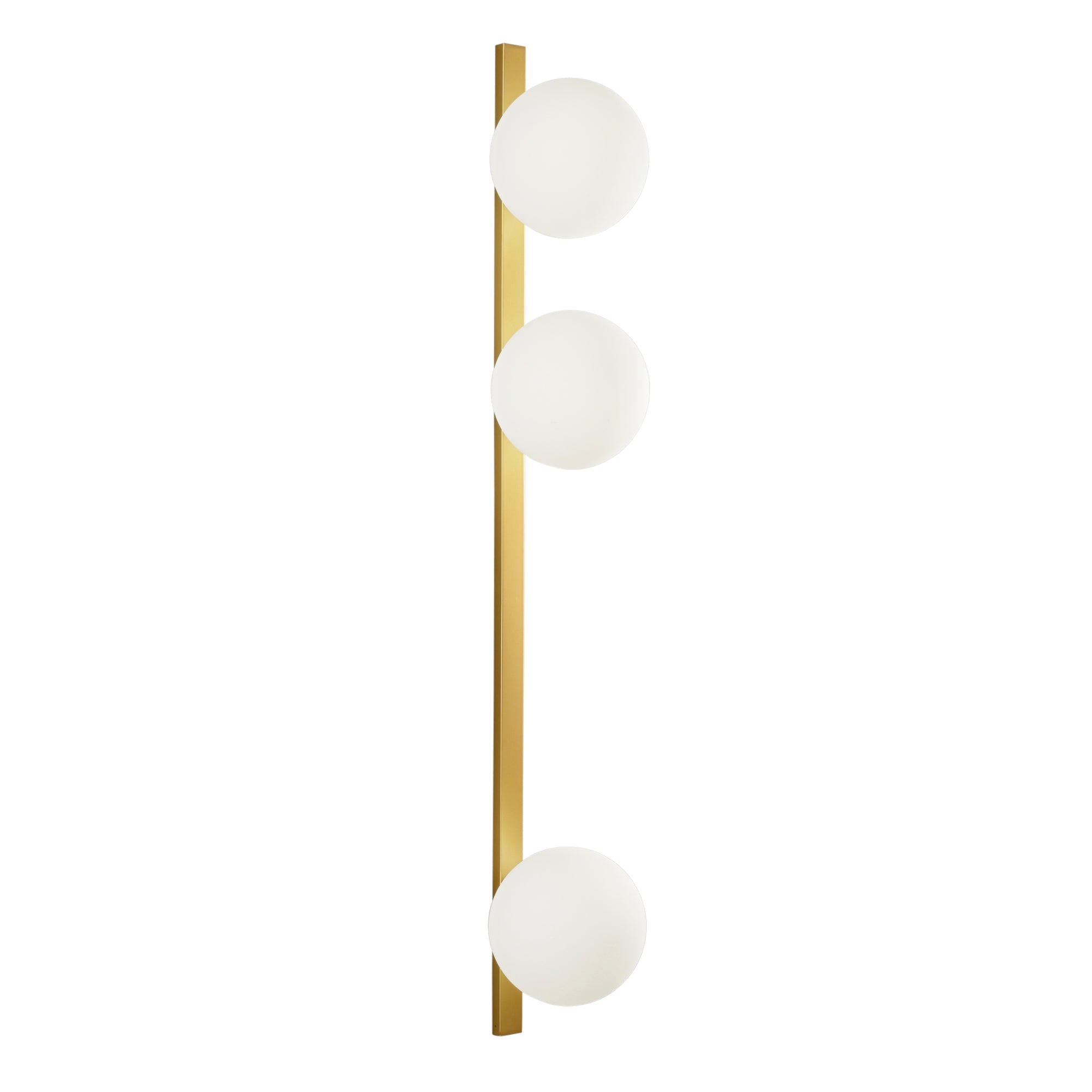 "Applique ENOIRE in metallo oro con tre diffusori in vetro bianco"