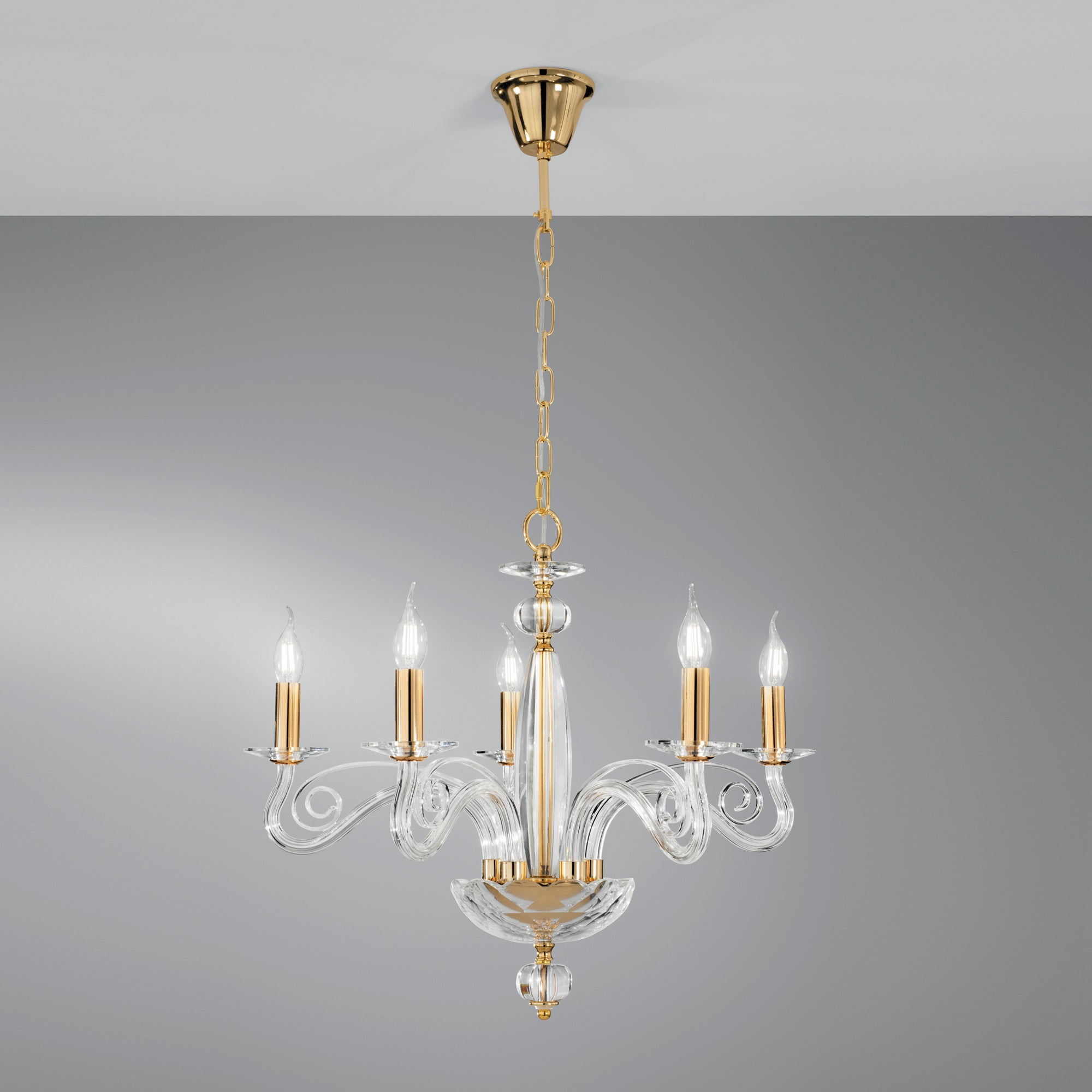 LAMPADARIO EPOQUE ORO 5XE14 65X140CM