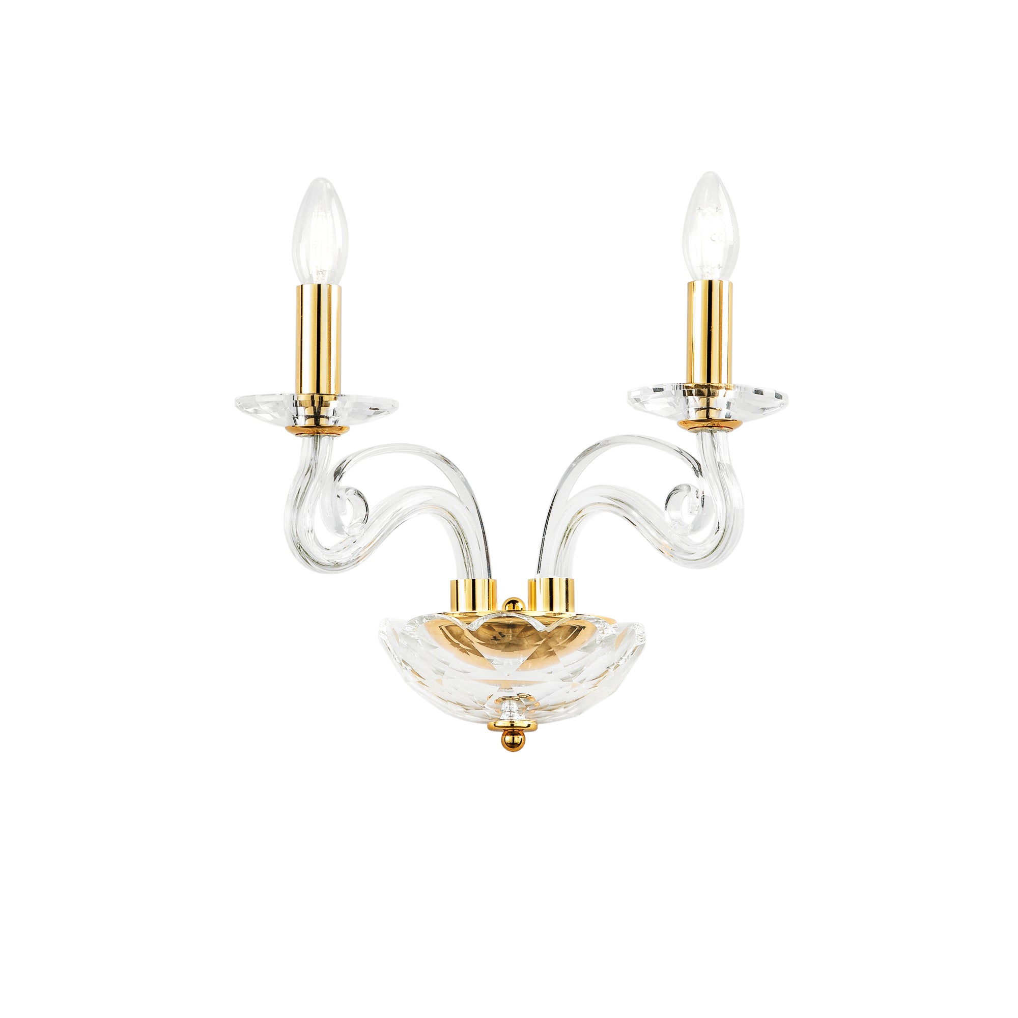 "Applique EPOQUE a due luci in cristallo con finiture oro"