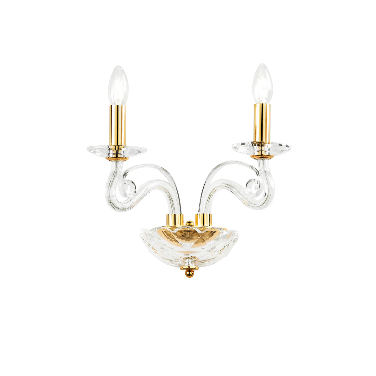 "Applique EPOQUE a due luci in cristallo con finiture oro"