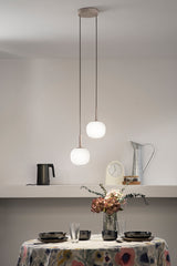 SOSPENSIONE ERIS BIANCO E MARRONE IN ALLUMINIO+VETRO 2XE14 26X15X150CM