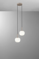 SOSPENSIONE ERIS BIANCO E MARRONE IN ALLUMINIO+VETRO 2XE14 26X15X150CM