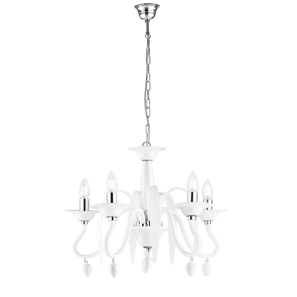 LAMPADARIO ESTEFAN BIANCO 5XE14 53X53X180CM