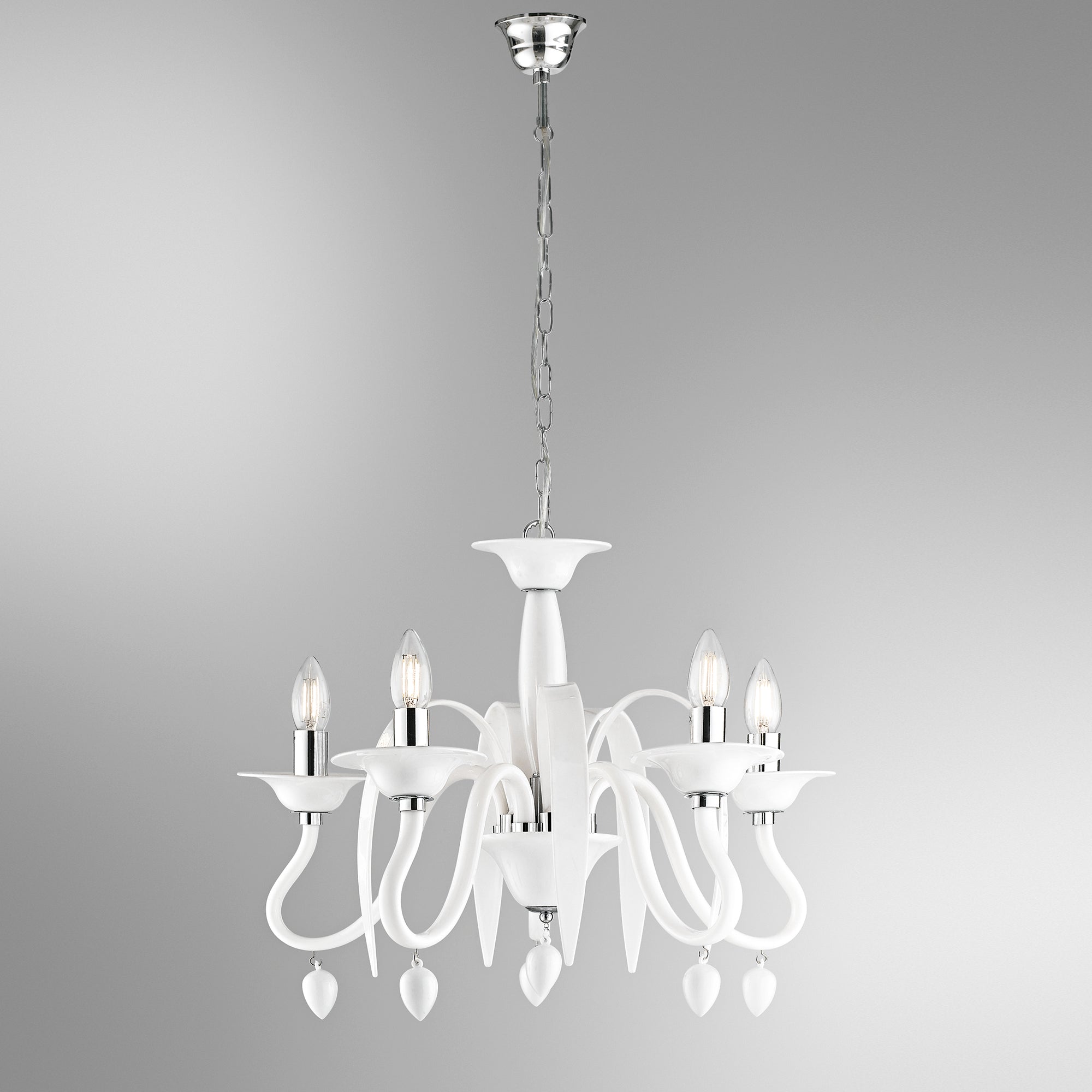 LAMPADARIO ESTEFAN BIANCO 5XE14 53X53X180CM