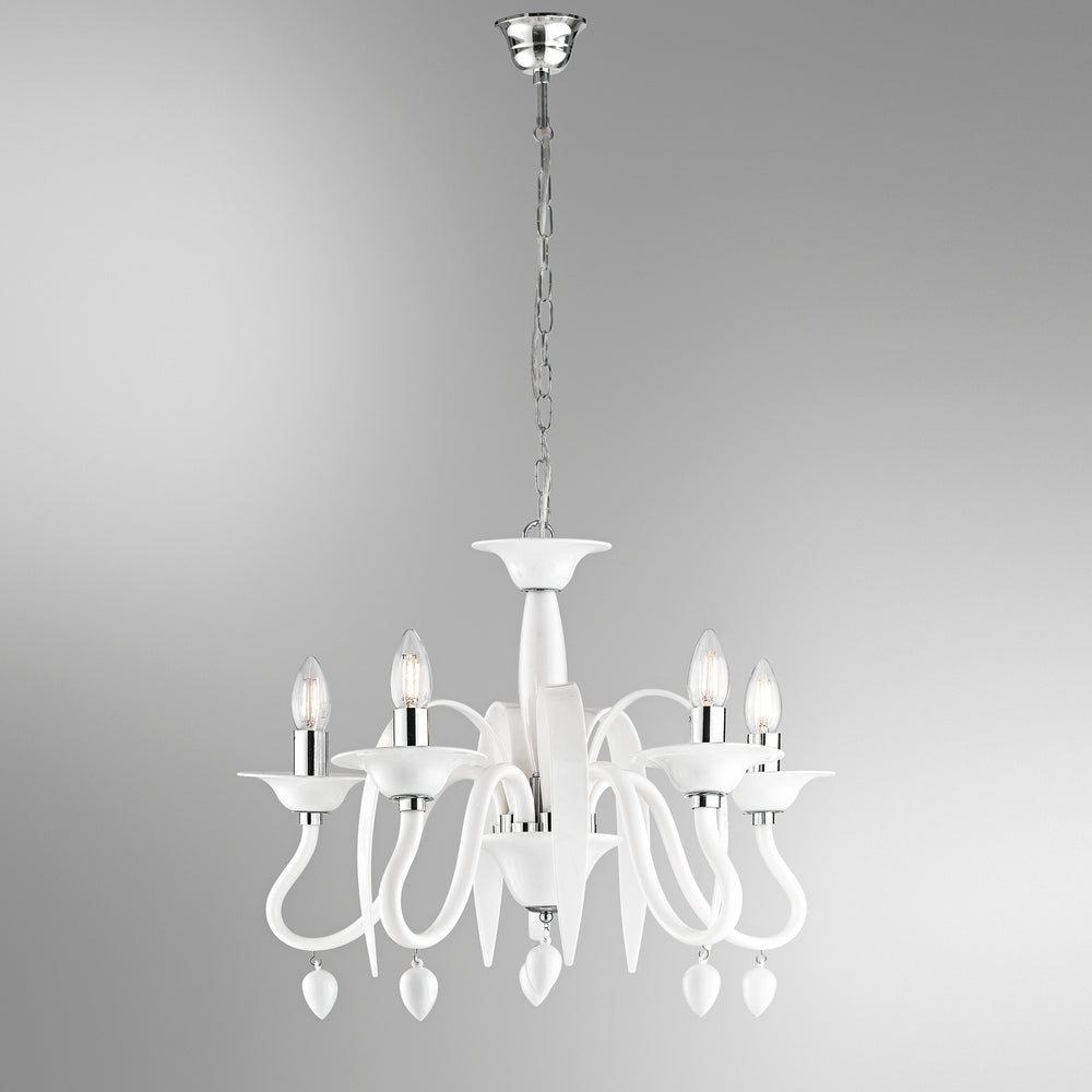 LAMPADARIO ESTEFAN BIANCO 5XE14 53X53X180CM