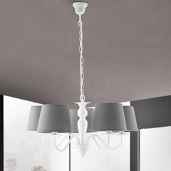 LAMPADARIO FAVOLA BIANCO/GRIGIO 5XE14 56X100CM