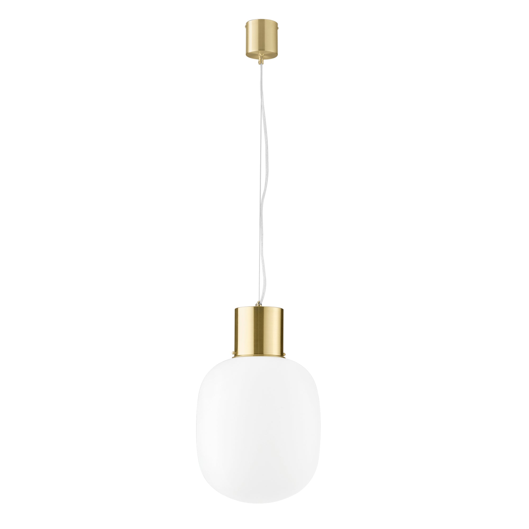 "Lampadario a sospensione FELLINI in metallo oro con diffusore in vetro 30 cm."