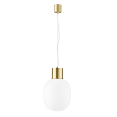 "Lampadario a sospensione FELLINI in metallo oro con diffusore in vetro 30 cm."