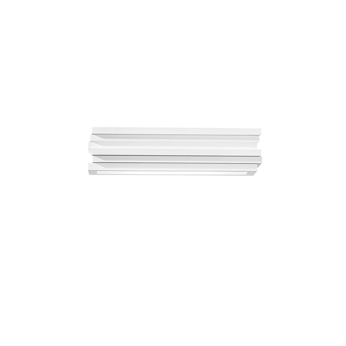 "Applique FLOW rettangolare in gesso verniciabile con luce biemissione."