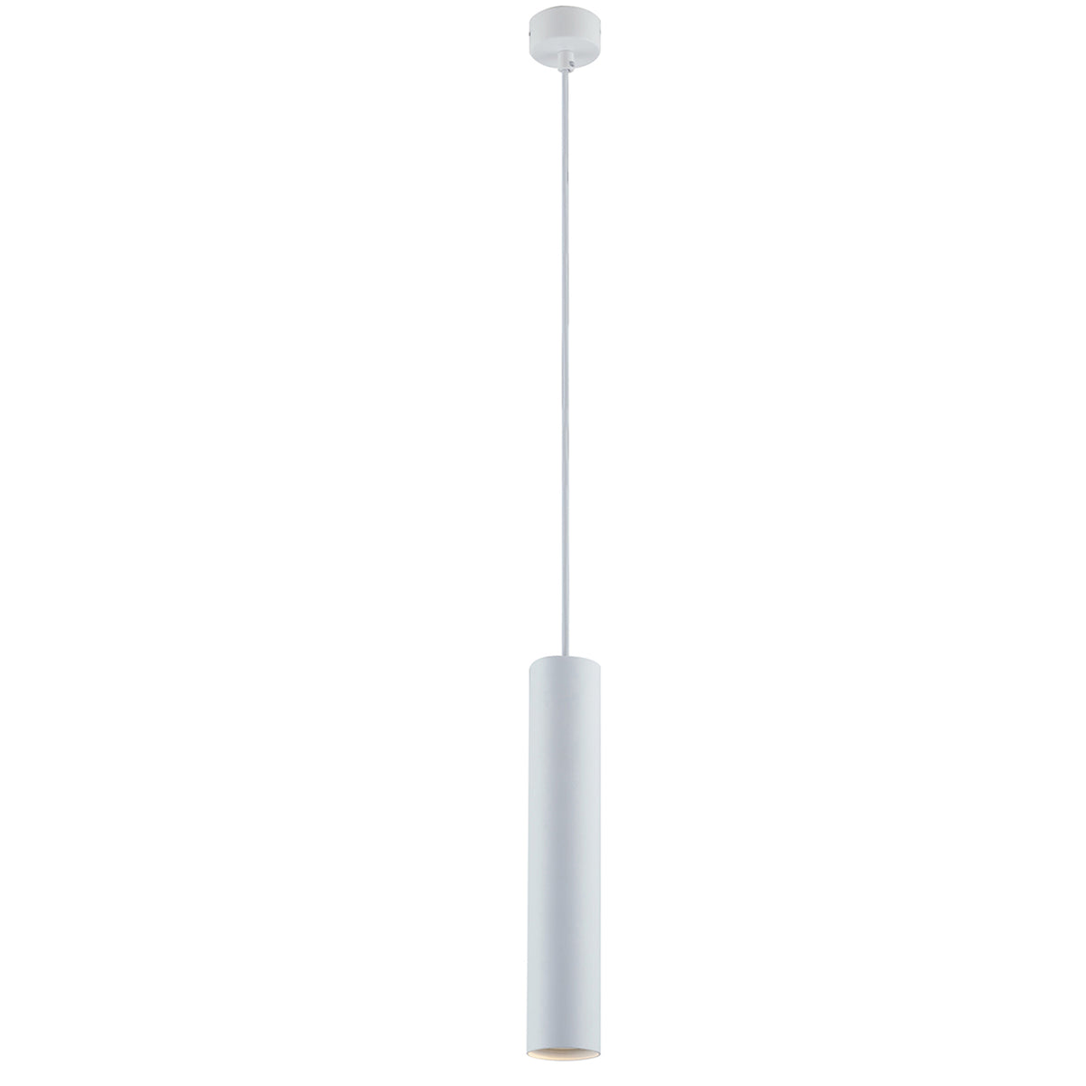 "Sospensione FLUKE cilindrica un punto luce in metallo bianco 30 cm."