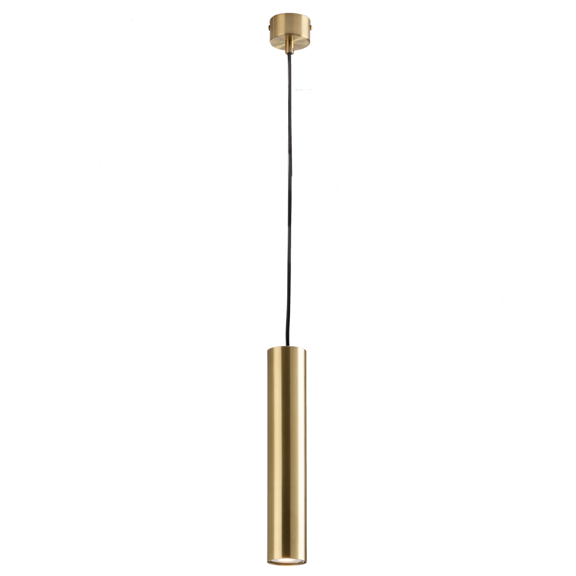 "Sospensione FLUKE cilindrica un punto luce in metallo oro 30 cm."