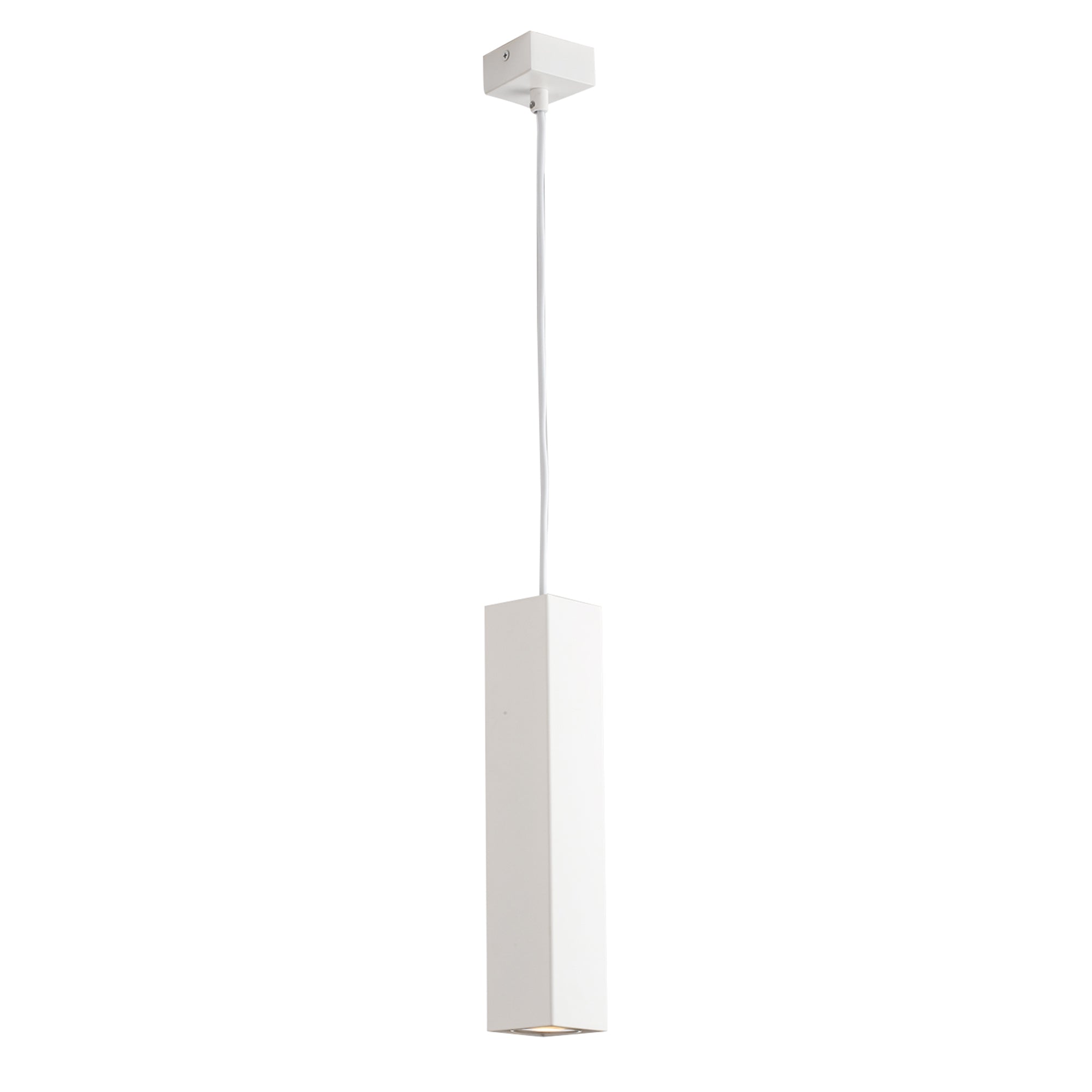 "Sospensione FLUKE quadrata un punto luce in metallo bianco 30 cm."