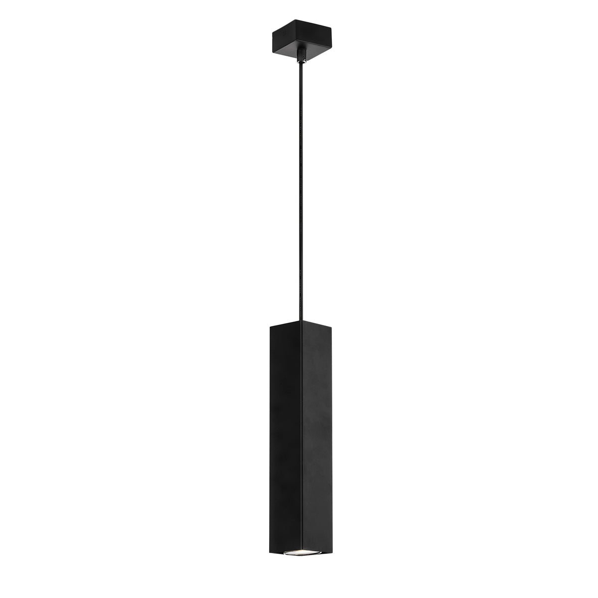 "Sospensione FLUKE quadrata un punto luce in metallo nero 30 cm."