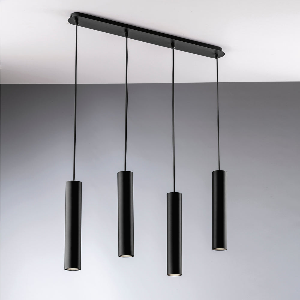 SOSPENSIONE FLUKE TONDA NERA 4XGU10 68X7X200CM