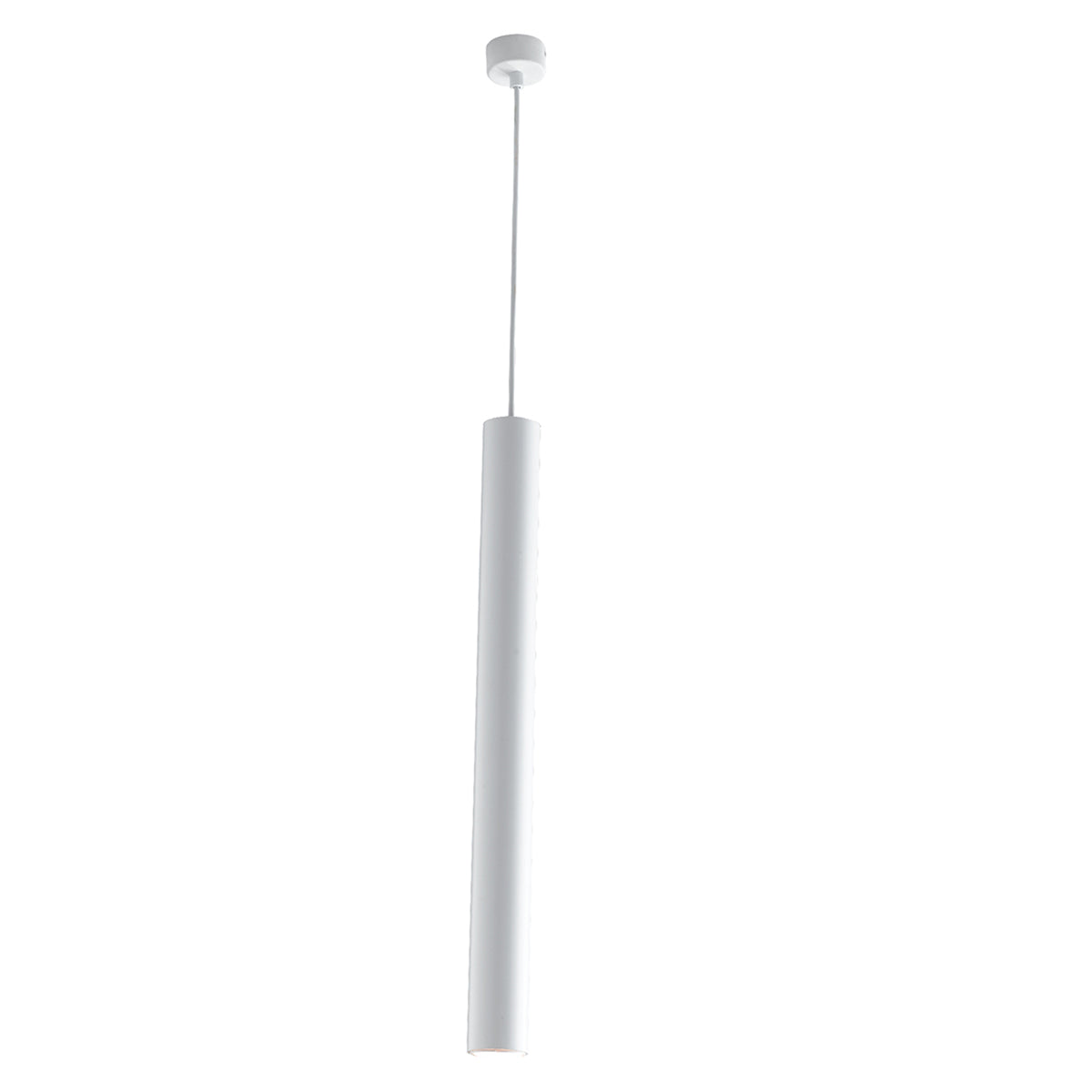 "Sospensione FLUKE cilindrica un punto luce in metallo bianco 60 cm."