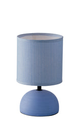 "Lampada da tavolo FURORE in ceramica blu con paralume in tessuto"