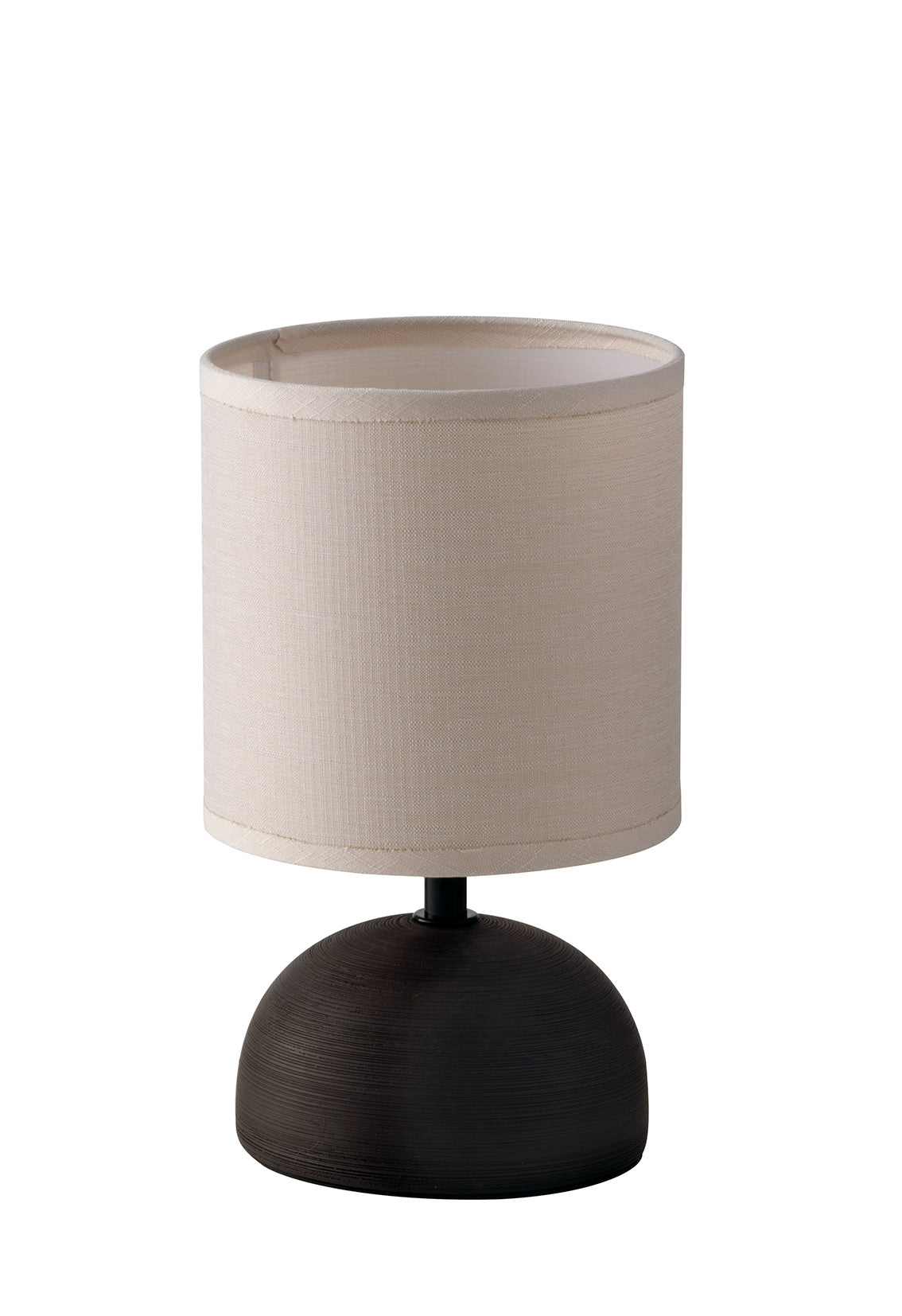 "Lampada da tavolo FURORE in ceramica marrone con paralume in tessuto"