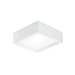 "Plafoniera GABRIEL quadrata in gesso bianco verniciabile con diffusore in vetro"