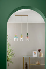 SOSPENSIONE GAUDI TRE PENDENTI IN VETRO 3XE14 62X16X185,5CM