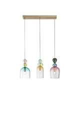 SOSPENSIONE GAUDI TRE PENDENTI IN VETRO 3XE14 62X16X185,5CM