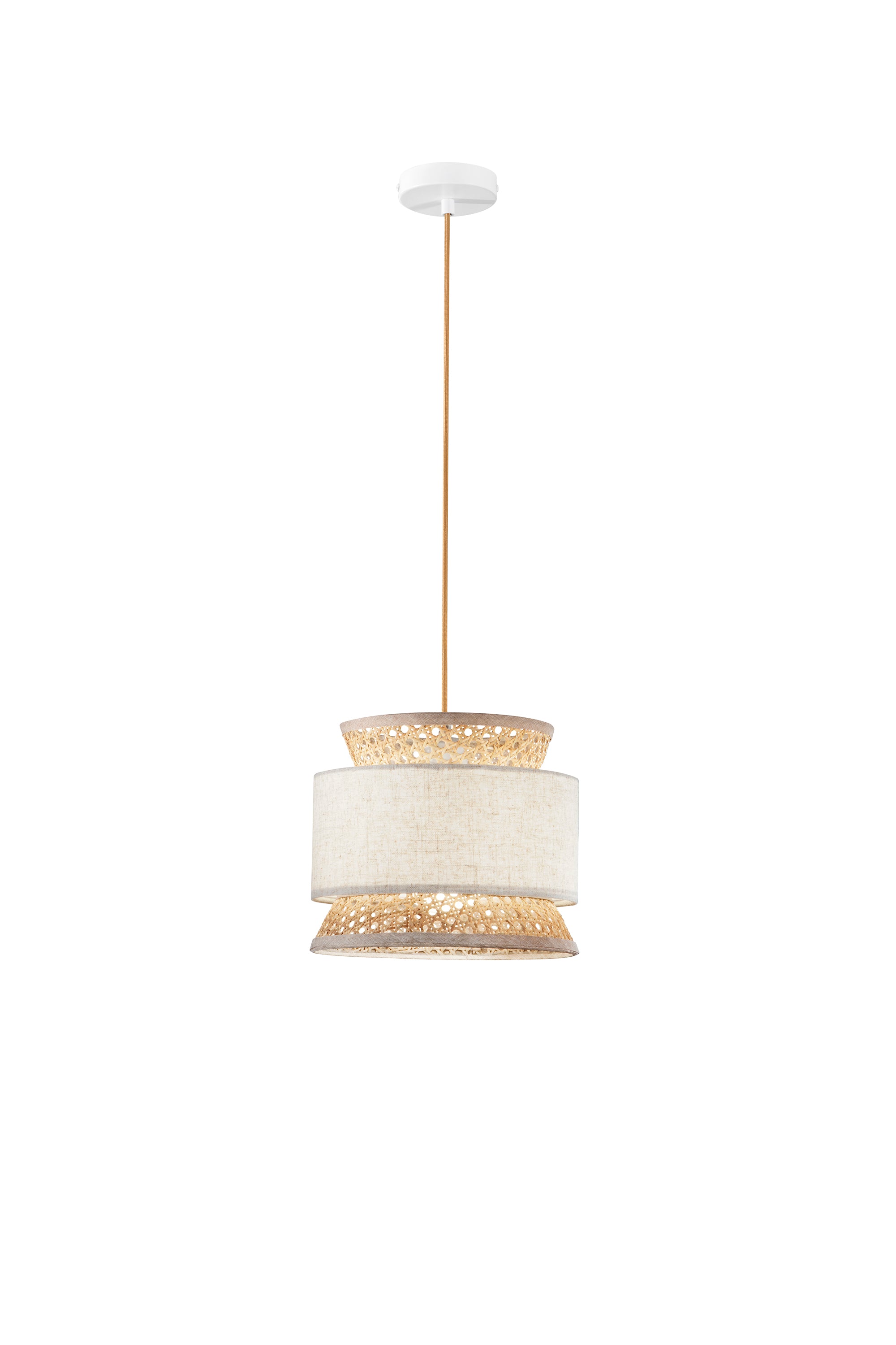 SOSPENSIONE GAZEBO BEIGE RATTAN NATURALE+BEIGE 1XE27 D26X200CM