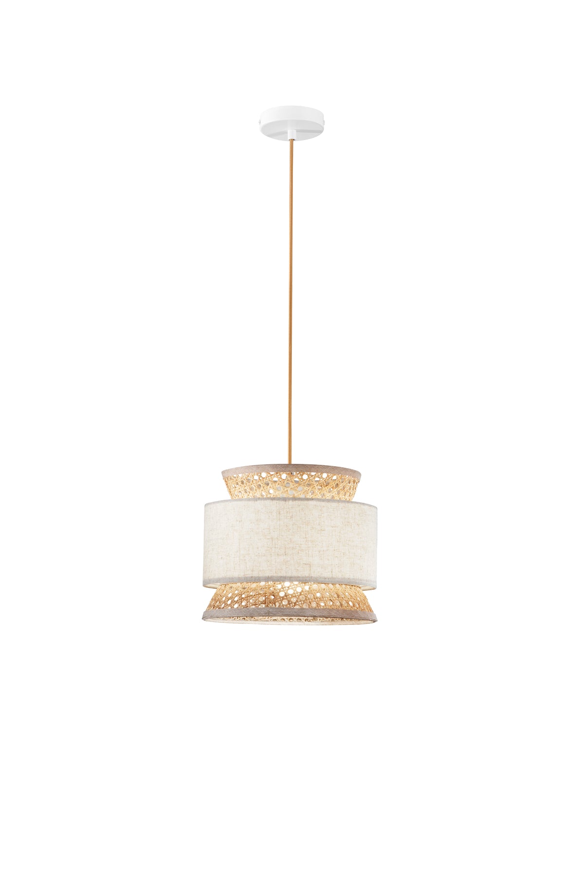 SOSPENSIONE GAZEBO BEIGE RATTAN NATURALE+BEIGE 1XE27 D26X200CM