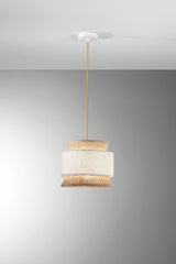 SOSPENSIONE GAZEBO BEIGE RATTAN NATURALE+BEIGE 1XE27 D26X200CM