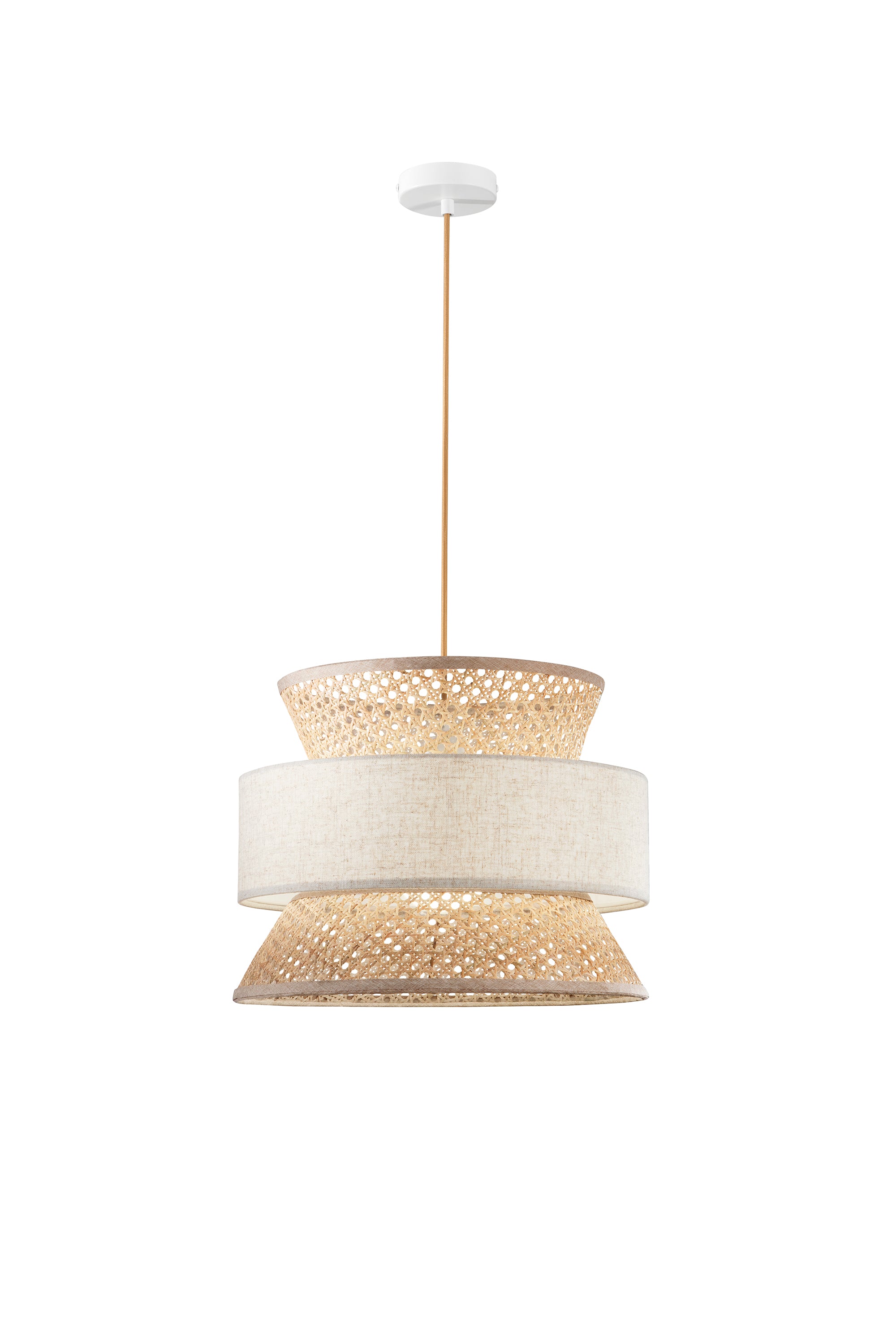 SOSPENSIONE GAZEBO BEIGE RATTAN NATURALE+BEIGE 1XE27 D40X200CM