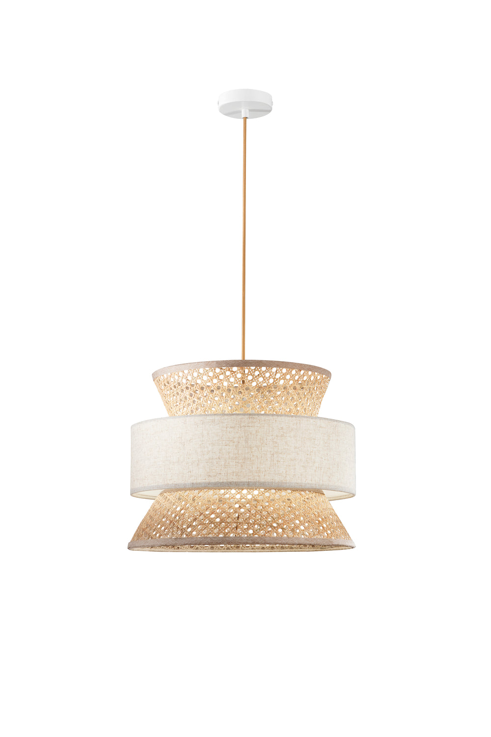 SOSPENSIONE GAZEBO BEIGE RATTAN NATURALE+BEIGE 1XE27 D40X200CM