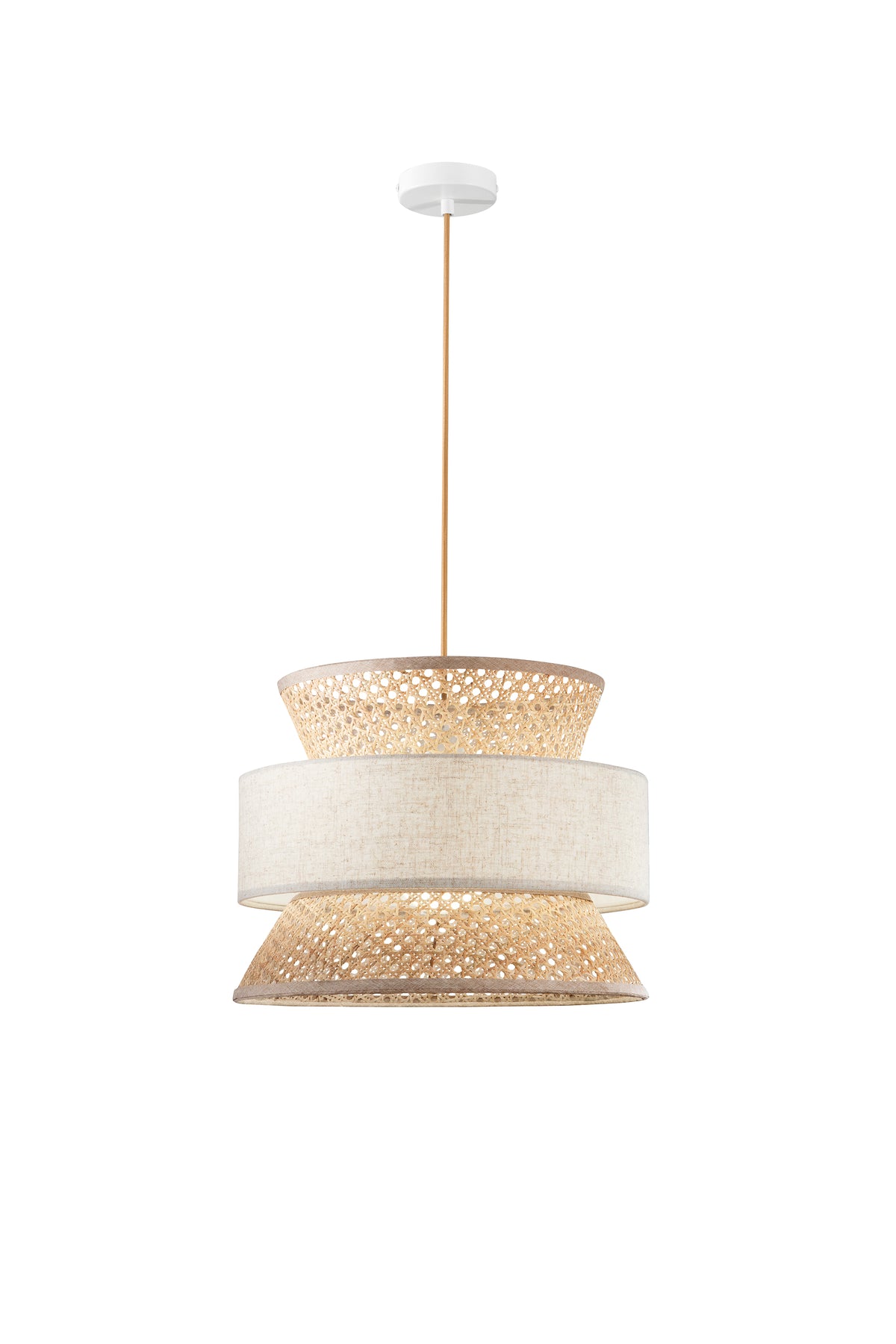 Sospensione GAZEBO beige realizzata artigianalmente con materiali naturali