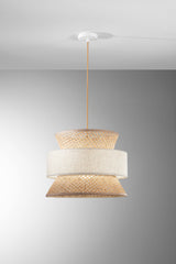 SOSPENSIONE GAZEBO BEIGE RATTAN NATURALE+BEIGE 1XE27 D40X200CM