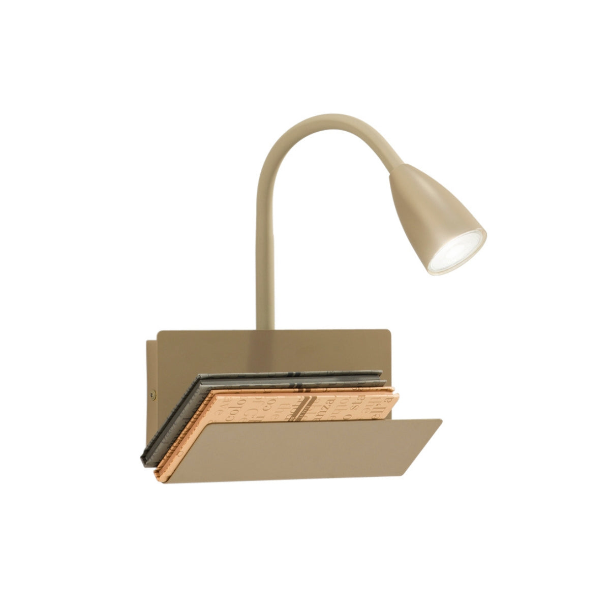 "Applique GULP in metallo fango con braccio flessibile ed entrata USB 2A e Type-C"