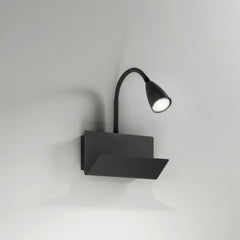 APPLIQUE GULP FLESSIBILE NERA CON USB 2A 1XGU10 23X27X49CM