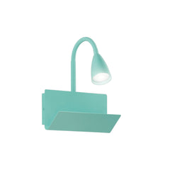 "Applique GULP in metallo verde con braccio flessibile ed entrata USB 2A e Type-C"