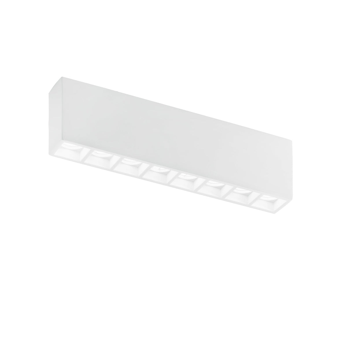 "Plafoniera componibile HAPIS rettangolare in gesso bianco verniciabile 8 punti luce"
