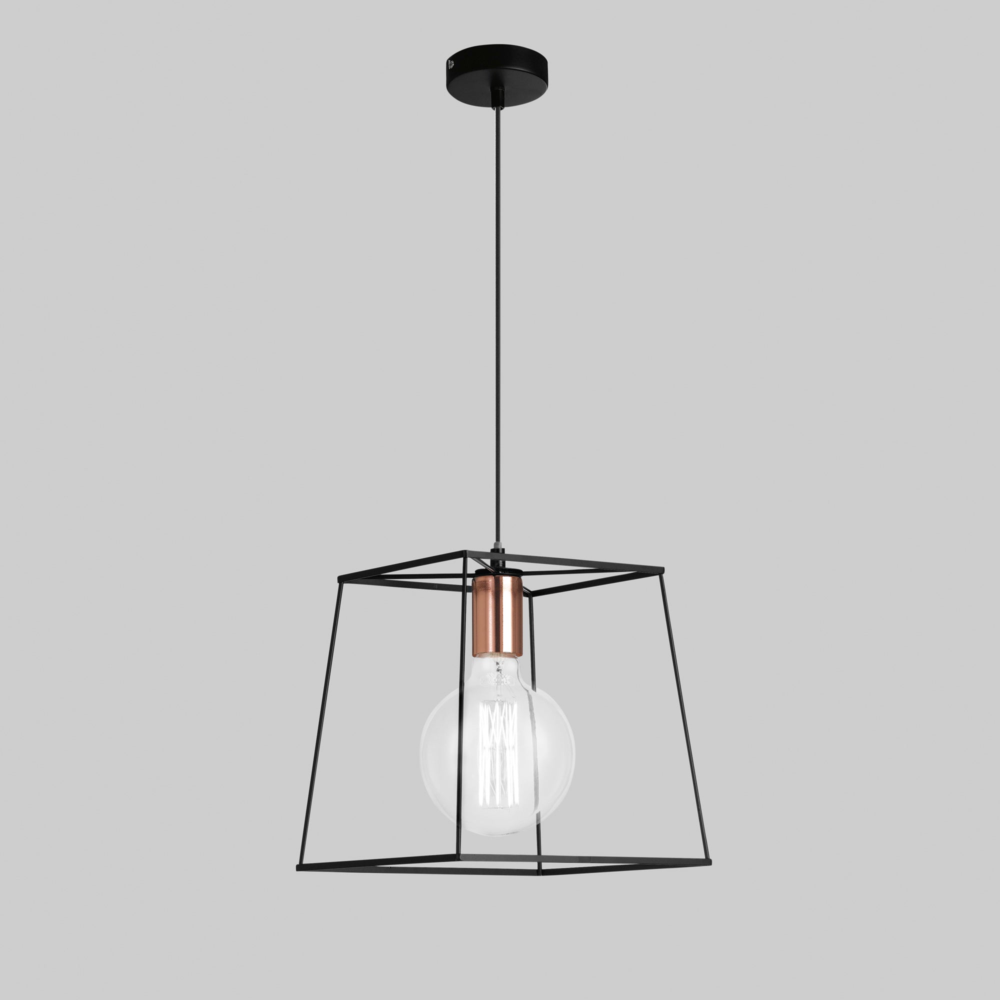 SOSPENSIONE HARLEM NERA/RAME 1XE27 25 25X125CM