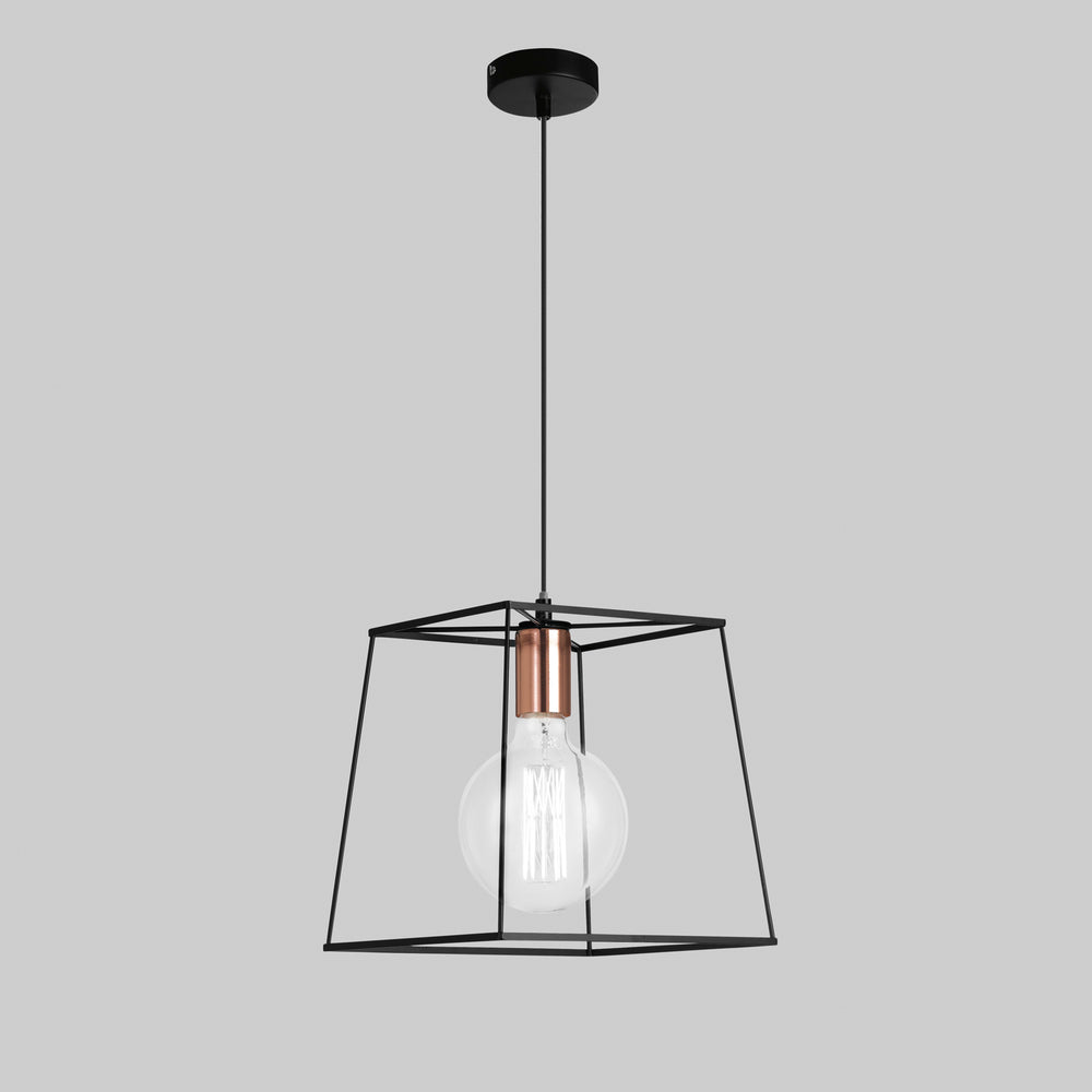 SOSPENSIONE HARLEM NERA/RAME 1XE27 25 25X125CM