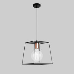 SOSPENSIONE HARLEM NERA/RAME 1XE27 25 25X125CM