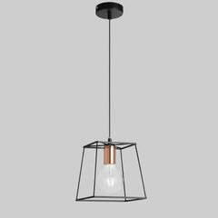 SOSPENSIONE HARLEM NERA/RAME 1XE27 22X22X120CM