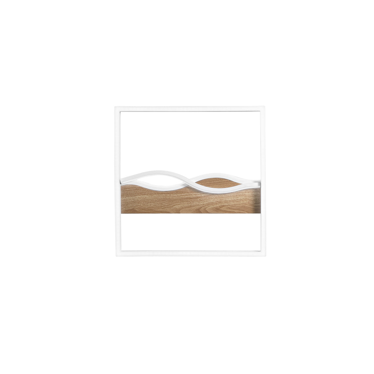 "Plafoniera LED HAWAII quadrata in metallo bianco con base effetto legno - CCT"