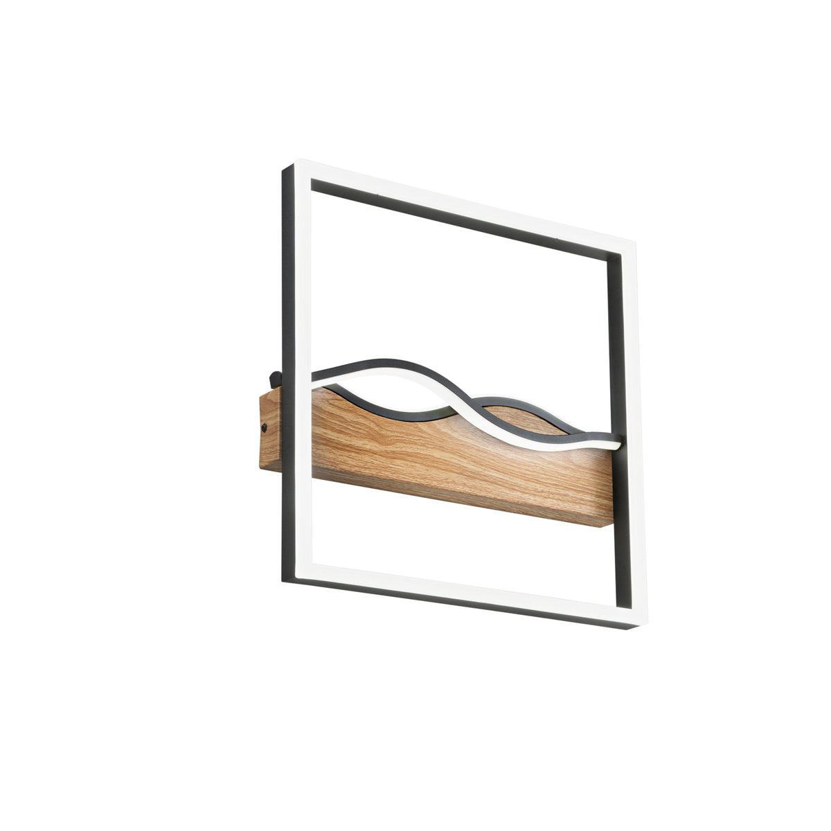 "Plafoniera LED HAWAII quadrata in metallo nero con base effetto legno - CCT"