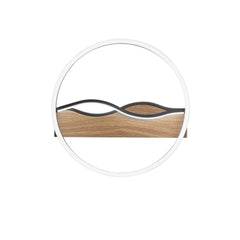 "Plafoniera LED HAWAII tonda in metallo nero con base effetto legno - CCT"