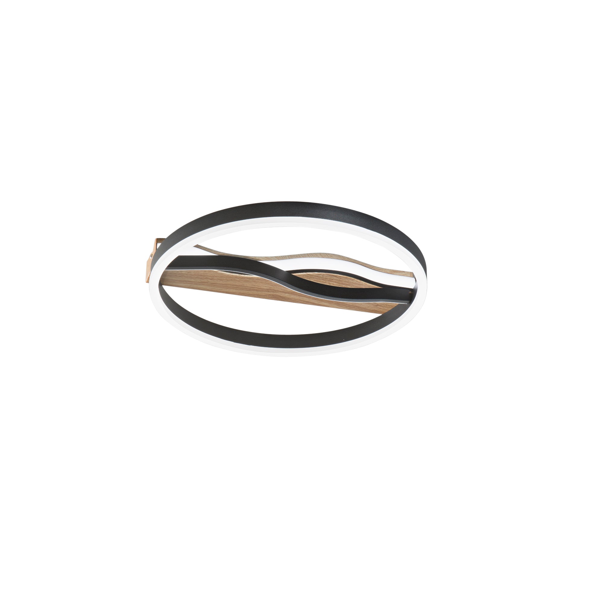 PLAFONIERA LED HAWAII TONDA NERA/LEGNO 36W 4605LM CCT 40X6,8CM