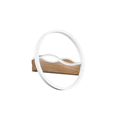 "Plafoniera LED HAWAII tonda in metallo bianco con base effetto legno - CCT"